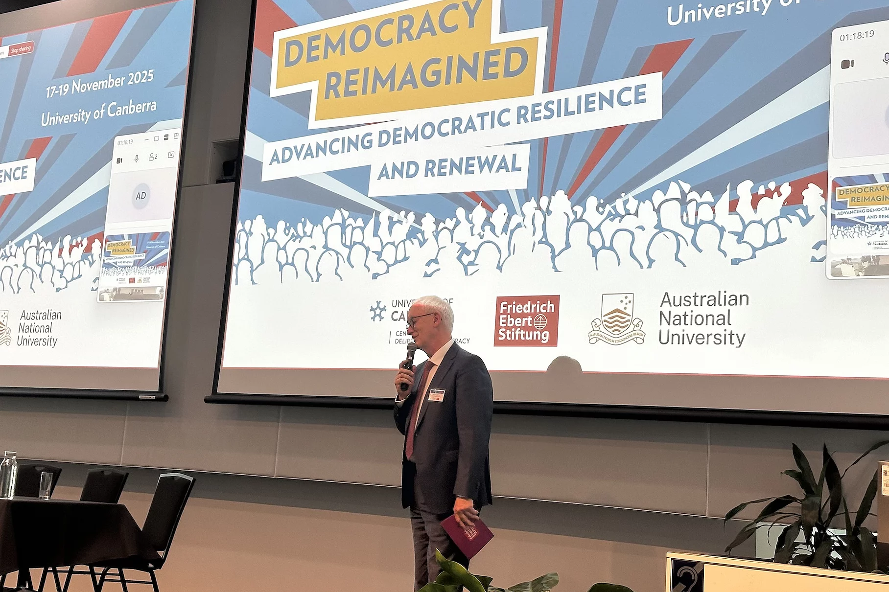 Head of the International Cooperation Division, Michael Meier, spoke of FES’ engagement for defending democratic resilience globally
