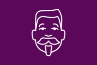 White icon of Friedrich Ebert on violett backround