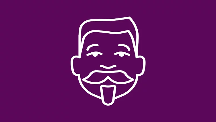 White icon of Friedrich Ebert on violett backround